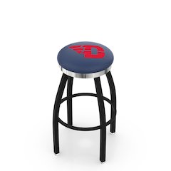 36" L8B2C - Black Wrinkle University of Dayton Swivel Bar Stool with Chrome Accent Ring by Holland Bar Stool Company