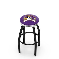 36" L8B2C - Black Wrinkle East Carolina Swivel Bar Stool with Chrome Accent Ring by Holland Bar Stool Company