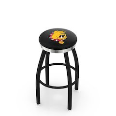36" L8B2C - Black Wrinkle Ferris State Swivel Bar Stool with Chrome Accent Ring by Holland Bar Stool Company