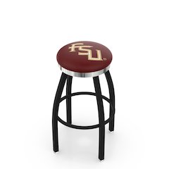 36" L8B2C - Black Wrinkle Florida State (Script) Swivel Bar Stool with Chrome Accent Ring by Holland Bar Stool Company