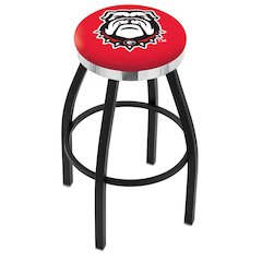 36" L8B2C - Black Wrinkle Georgia "Bulldog" Swivel Bar Stool with Chrome Accent Ring by Holland Bar Stool Company