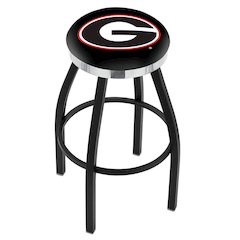 36" L8B2C - Black Wrinkle Georgia "G" Swivel Bar Stool with Chrome Accent Ring by Holland Bar Stool Company