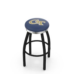 36" L8B2C - Black Wrinkle Georgia Tech Swivel Bar Stool with Chrome Accent Ring by Holland Bar Stool Company