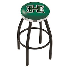 36" L8B2C - Black Wrinkle Hawaii Swivel Bar Stool with Chrome Accent Ring by Holland Bar Stool Company