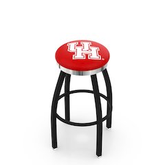 36" L8B2C - Black Wrinkle Houston Swivel Bar Stool with Chrome Accent Ring by Holland Bar Stool Company