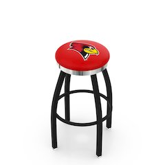 36" L8B2C - Black Wrinkle Illinois State Swivel Bar Stool with Chrome Accent Ring by Holland Bar Stool Company