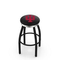 36" L8B2C - Black Wrinkle Indiana Swivel Bar Stool with Chrome Accent Ring by Holland Bar Stool Company