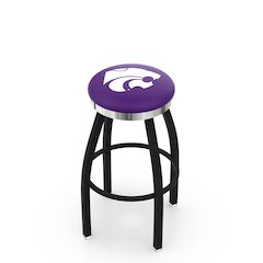 36" L8B2C - Black Wrinkle Kansas State Swivel Bar Stool with Chrome Accent Ring by Holland Bar Stool Company