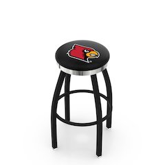 36" L8B2C - Black Wrinkle Louisville Swivel Bar Stool with Chrome Accent Ring by Holland Bar Stool Company