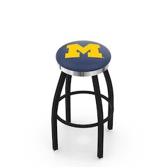 36" L8B2C - Black Wrinkle Michigan Swivel Bar Stool with Chrome Accent Ring by Holland Bar Stool Company