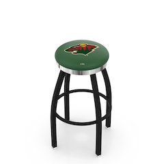 36" L8B2C - Black Wrinkle Minnesota Wild Swivel Bar Stool with Chrome Accent Ring by Holland Bar Stool Company