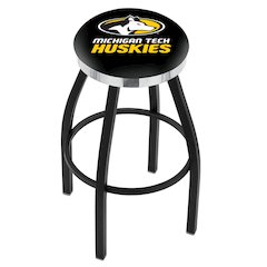 36" L8B2C - Black Wrinkle Michigan Tech Swivel Bar Stool with Chrome Accent Ring by Holland Bar Stool Company