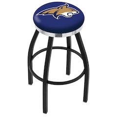 36" L8B2C - Black Wrinkle Montana State Swivel Bar Stool with Chrome Accent Ring by Holland Bar Stool Company
