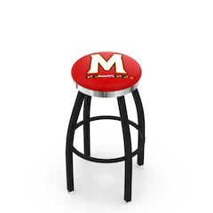 36" L8B2C - Black Wrinkle Maryland Swivel Bar Stool with Chrome Accent Ring by Holland Bar Stool Company