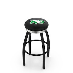 36" L8B2C - Black Wrinkle North Dakota Swivel Bar Stool with Chrome Accent Ring by Holland Bar Stool Company