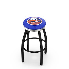 36" L8B2C - Black Wrinkle New York Islanders Swivel Bar Stool with Chrome Accent Ring by Holland Bar Stool Company