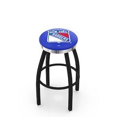 36" L8B2C - Black Wrinkle New York Rangers Swivel Bar Stool with Chrome Accent Ring by Holland Bar Stool Company