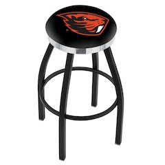 36" L8B2C - Black Wrinkle Oregon State Swivel Bar Stool with Chrome Accent Ring by Holland Bar Stool Company