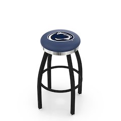 36" L8B2C - Black Wrinkle Penn State Swivel Bar Stool with Chrome Accent Ring by Holland Bar Stool Company