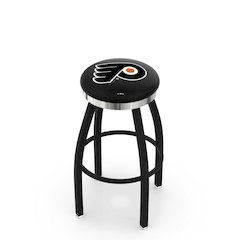 36" L8B2C - Black Wrinkle Philadelphia Flyers Swivel Bar Stool with Chrome Accent Ring by Holland Bar Stool Company