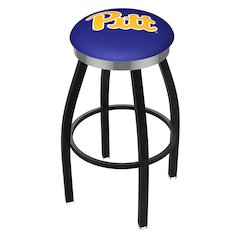 36" L8B2C - Black Wrinkle Pitt Swivel Bar Stool with Chrome Accent Ring by Holland Bar Stool Company