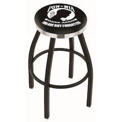 36" L8B2C - Black Wrinkle POW/MIA Swivel Bar Stool with Chrome Accent Ring by Holland Bar Stool Company