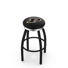 36" L8B2C - Black Wrinkle Purdue Swivel Bar Stool with Chrome Accent Ring by Holland Bar Stool Company