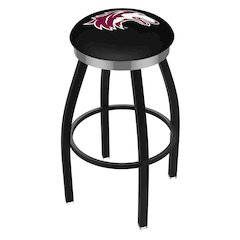 36" L8B2C - Black Wrinkle Southern Illinois Swivel Bar Stool with Chrome Accent Ring by Holland Bar Stool Company