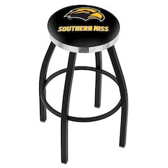 36" L8B2C - Black Wrinkle Southern Miss Swivel Bar Stool with Chrome Accent Ring by Holland Bar Stool Company