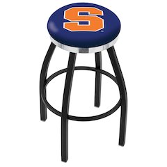 36" L8B2C - Black Wrinkle Syracuse Swivel Bar Stool with Chrome Accent Ring by Holland Bar Stool Company