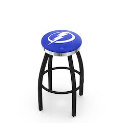 36" L8B2C - Black Wrinkle Tampa Bay Lightning Swivel Bar Stool with Chrome Accent Ring by Holland Bar Stool Company