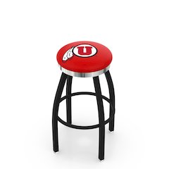36" L8B2C - Black Wrinkle Utah Swivel Bar Stool with Chrome Accent Ring by Holland Bar Stool Company