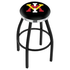 36" L8B2C - Black Wrinkle Virginia Military Institute Swivel Bar Stool with Chrome Accent Ring by Holland Bar Stool Company
