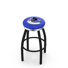 36" L8B2C - Black Wrinkle Vancouver Canucks Swivel Bar Stool with Chrome Accent Ring by Holland Bar Stool Company