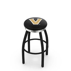 36" L8B2C - Black Wrinkle Vanderbilt Swivel Bar Stool with Chrome Accent Ring by Holland Bar Stool Company