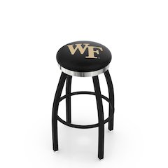 36" L8B2C - Black Wrinkle Wake Forest Swivel Bar Stool with Chrome Accent Ring by Holland Bar Stool Company
