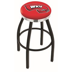 36" L8B2C - Black Wrinkle Western Kentucky Swivel Bar Stool with Chrome Accent Ring by Holland Bar Stool Company