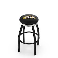 36" L8B2C - Black Wrinkle Western Michigan Swivel Bar Stool with Chrome Accent Ring by Holland Bar Stool Company