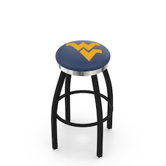 36" L8B2C - Black Wrinkle West Virginia Swivel Bar Stool with Chrome Accent Ring by Holland Bar Stool Company