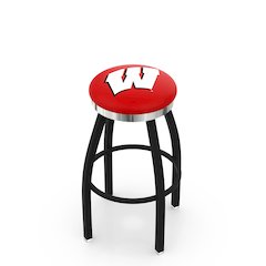 36" L8B2C - Black Wrinkle Wisconsin "W" Swivel Bar Stool with Chrome Accent Ring by Holland Bar Stool Company