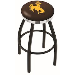 36" L8B2C - Black Wrinkle Wyoming Swivel Bar Stool with Chrome Accent Ring by Holland Bar Stool Company
