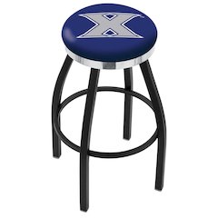 36" L8B2C - Black Wrinkle Xavier Swivel Bar Stool with Chrome Accent Ring by Holland Bar Stool Company