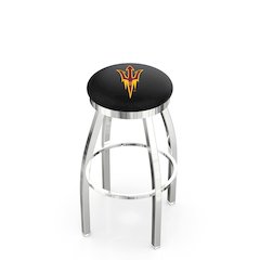 36" L8C2C - Chrome Arizona State Swivel Bar Stool with Accent Ring and Pitchfork Logo by Holland Bar Stool Company