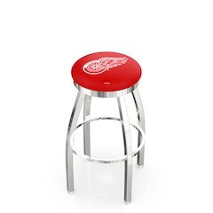 25" L8C2C - Chrome Detroit Red Wings Swivel Bar Stool with Accent Ring by Holland Bar Stool Company