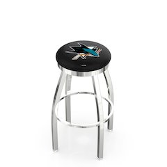 25" L8C2C - Chrome San Jose Sharks Swivel Bar Stool with Accent Ring by Holland Bar Stool Company