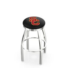 25" L8C2C - Chrome USC Trojans Swivel Bar Stool with Accent Ring by Holland Bar Stool Company