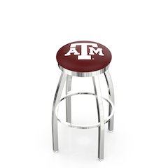 30" L8C2C - Chrome Texas A&M Swivel Bar Stool with Accent Ring by Holland Bar Stool Company