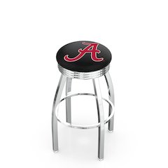 25" L8C3C - Chrome Alabama Swivel Bar Stool with 2.5" Ribbed Accent Ring by Holland Bar Stool Company