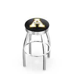 25" L8C3C - Chrome Appalachian State Swivel Bar Stool with 2.5" Ribbed Accent Ring by Holland Bar Stool Company