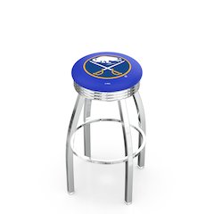 25" L8C3C - Chrome Buffalo Sabres Swivel Bar Stool with 2.5" Ribbed Accent Ring by Holland Bar Stool Company